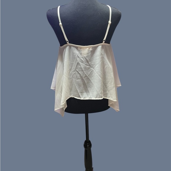 FLYING TOMATO WHITE SPAGHETTI STRING TOP WITH FRONT EMBROIDERY GENTLY WORN - Picture 2 of 3